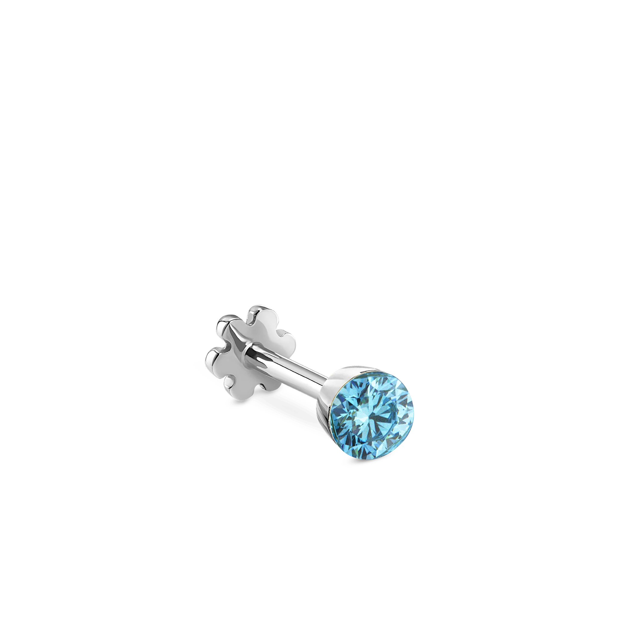 Invisible Set Light Blue Diamond Threaded Stud Earring - Image 27