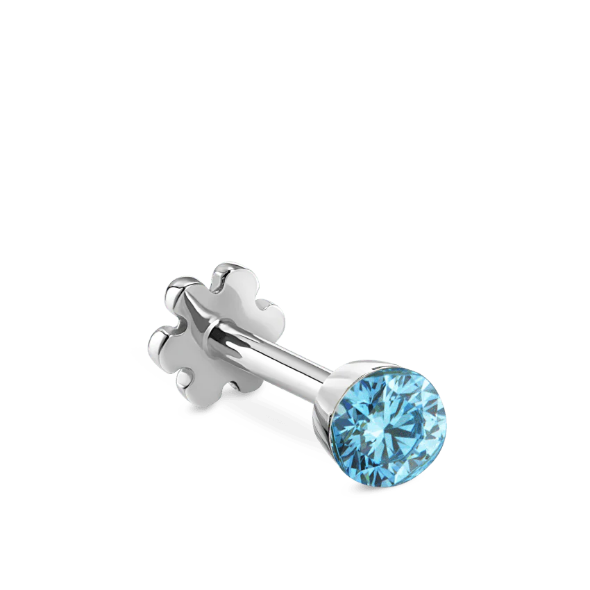 Invisible Set Light Blue Diamond Threaded Stud Earring - Image 7