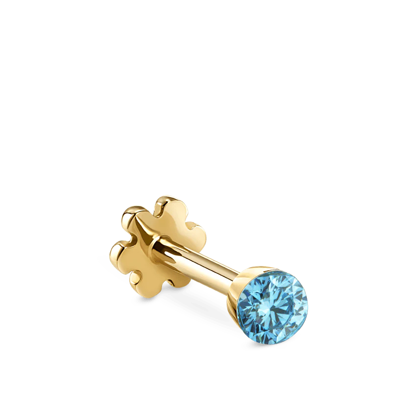 Invisible Set Light Blue Diamond Threaded Stud Earring With Titanium Backing - Image 15