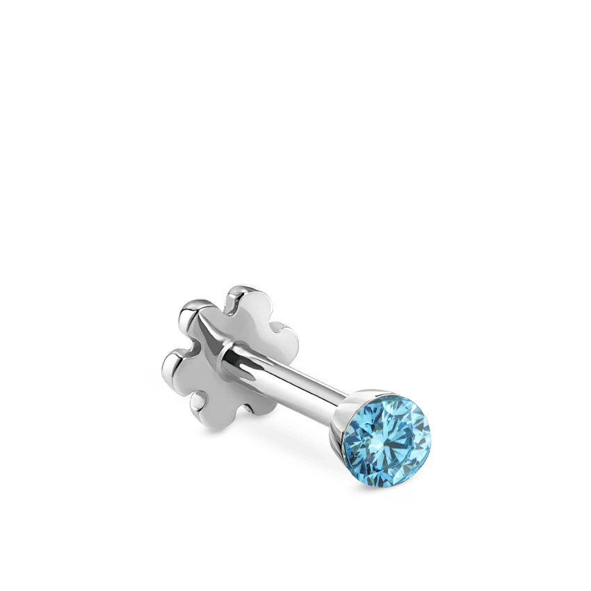 Invisible Set Light Blue Diamond Threaded Stud Earring With Titanium Backing - Image 2