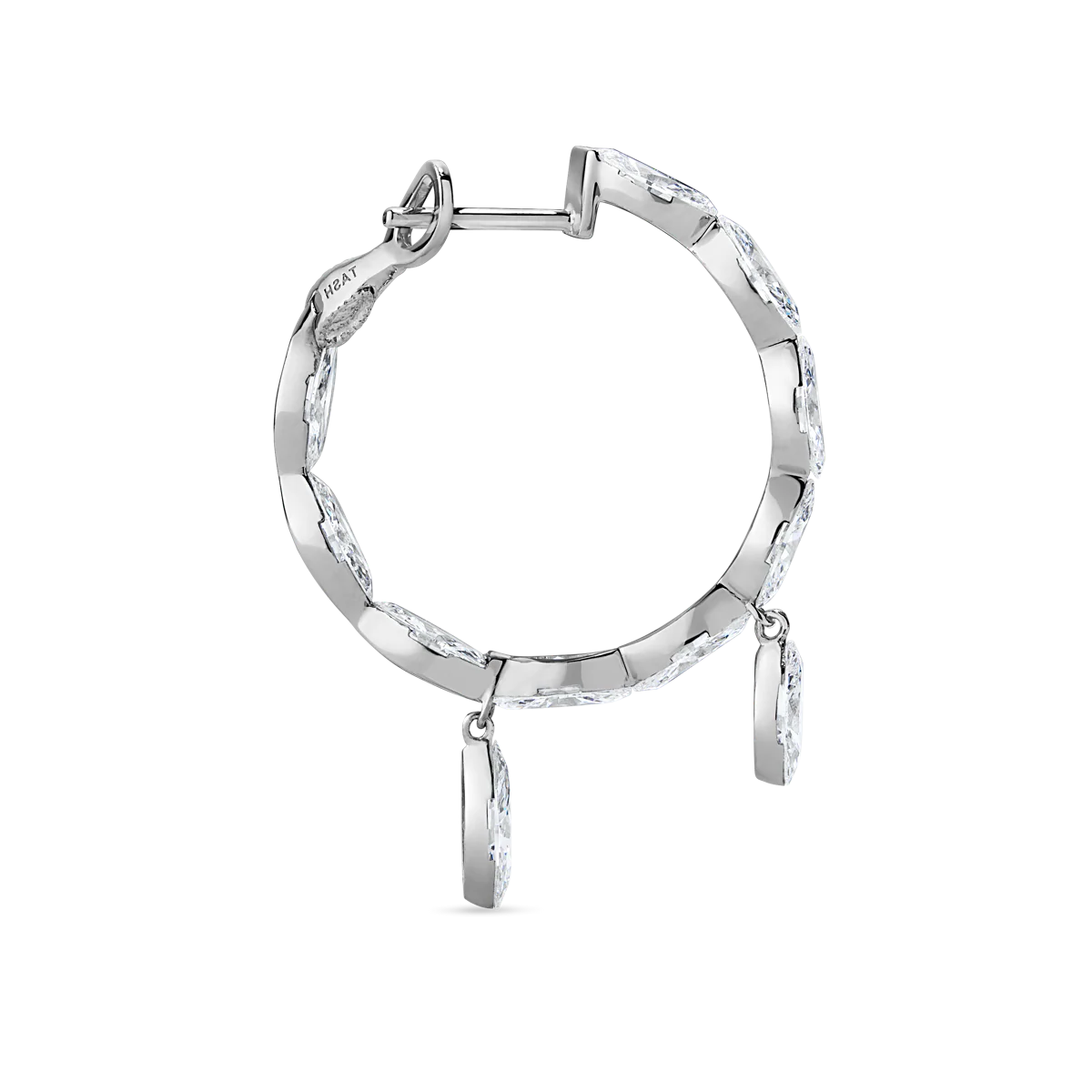 Invisible Set Marquise Diamond Eternity with Dangle Forward Angle Hoop Earring - Image 3