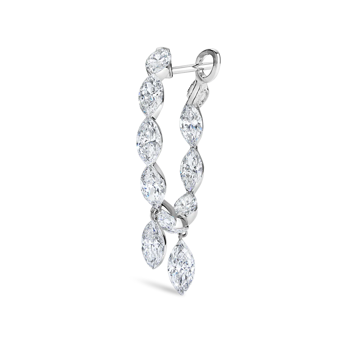 Invisible Set Marquise Diamond Eternity with Dangle Forward Angle Hoop Earring - Image 4