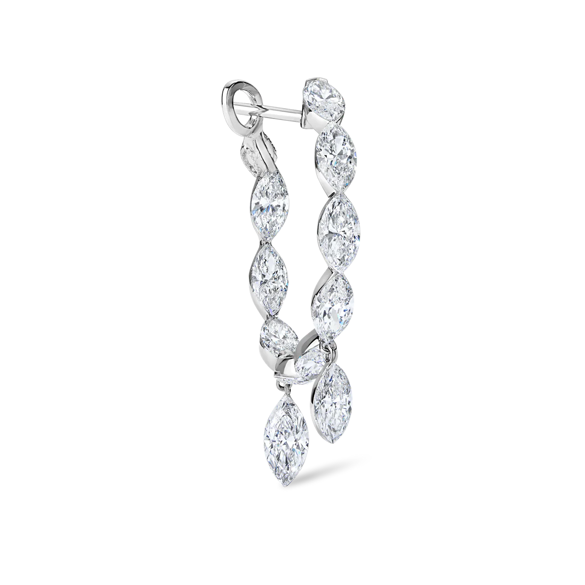 Invisible Set Marquise Diamond Eternity with Dangle Forward Angle Hoop Earring - Image 5