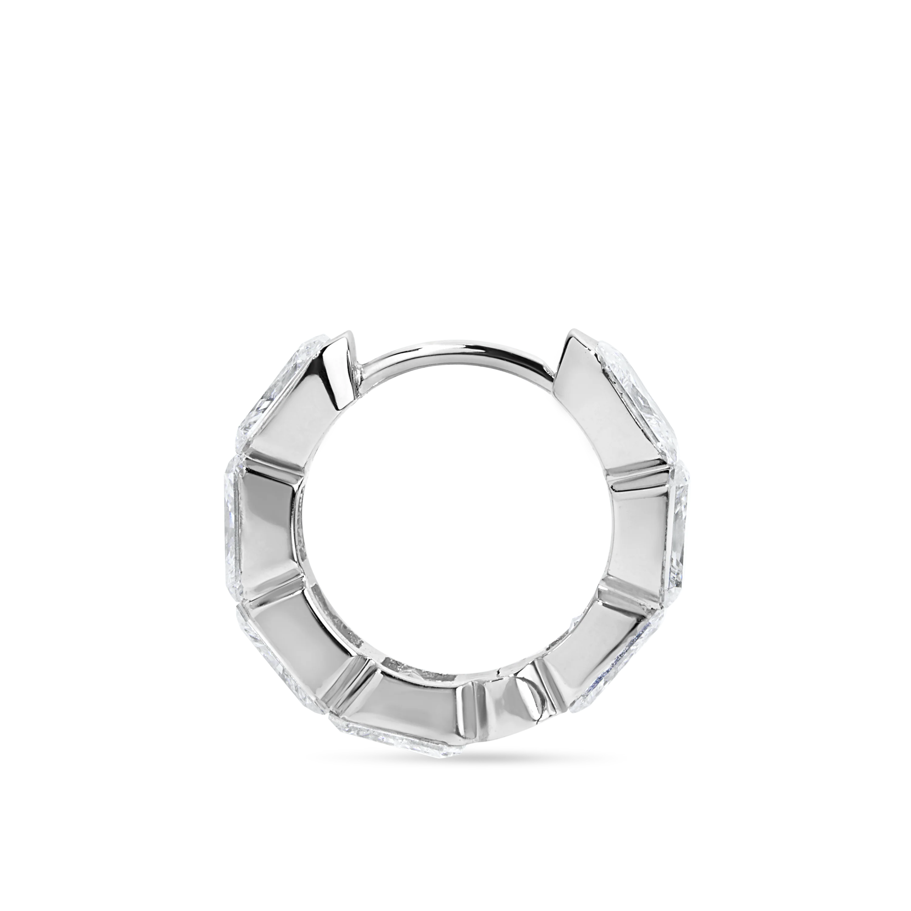 Invisible Set Radiant Cut Diamond Eternity Hoop Earring - Image 3