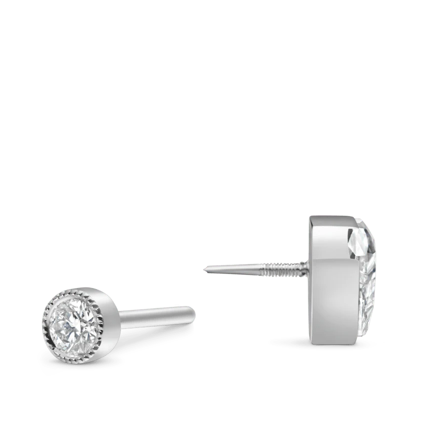 Invisible Set Silhouette Diamond Threaded Stud Earring - Image 4