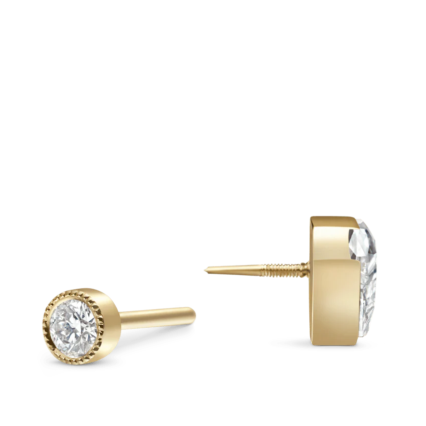 Invisible Set Silhouette Diamond Threaded Stud Earring With Titanium Backing - Image 8