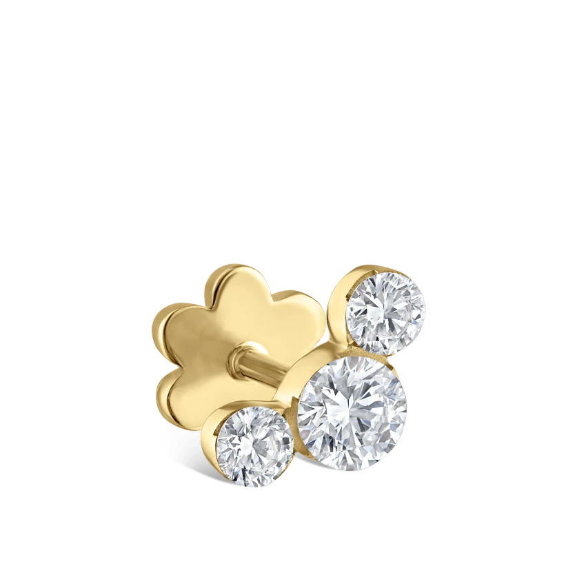 Invisible Set Three Diamond Curve Threaded Stud Earring - Image 10