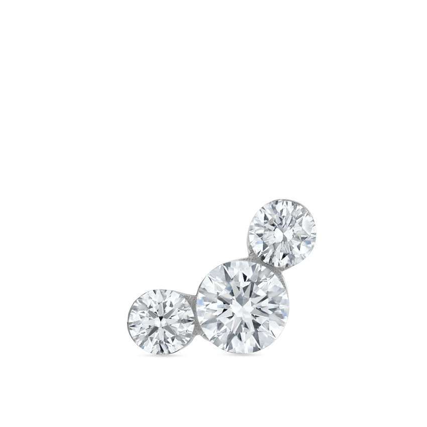 Invisible Set Three Diamond Curve Threaded Stud Earring - Image 8