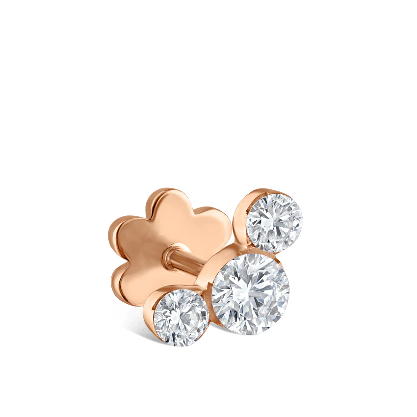 Invisible Set Three Diamond Curve Threaded Stud Earring With Titanium Backing - Image 18