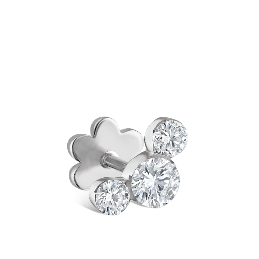 Invisible Set Three Diamond Curve Threaded Stud Earring With Titanium Backing - Image 2
