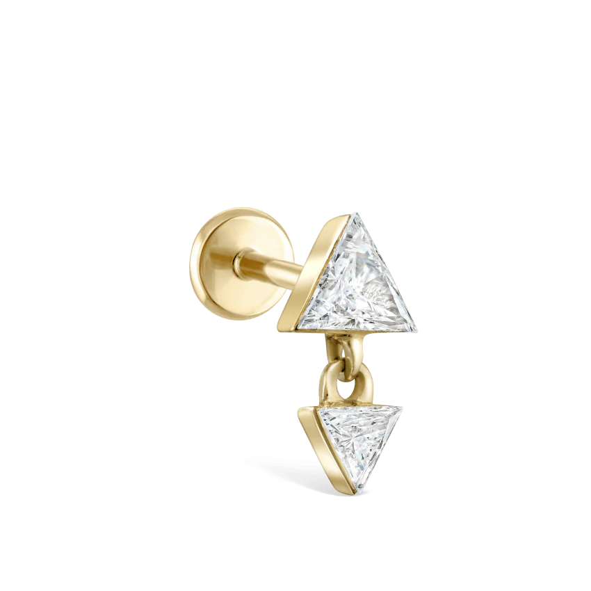 Invisible Set Triangle Diamond Dangle Threaded Earring - Image 8