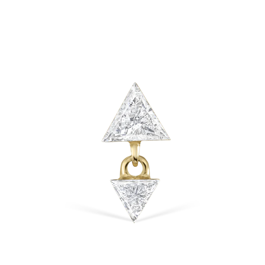 Invisible Set Triangle Diamond Dangle Threaded Earring With Titanium Backing - Image 13