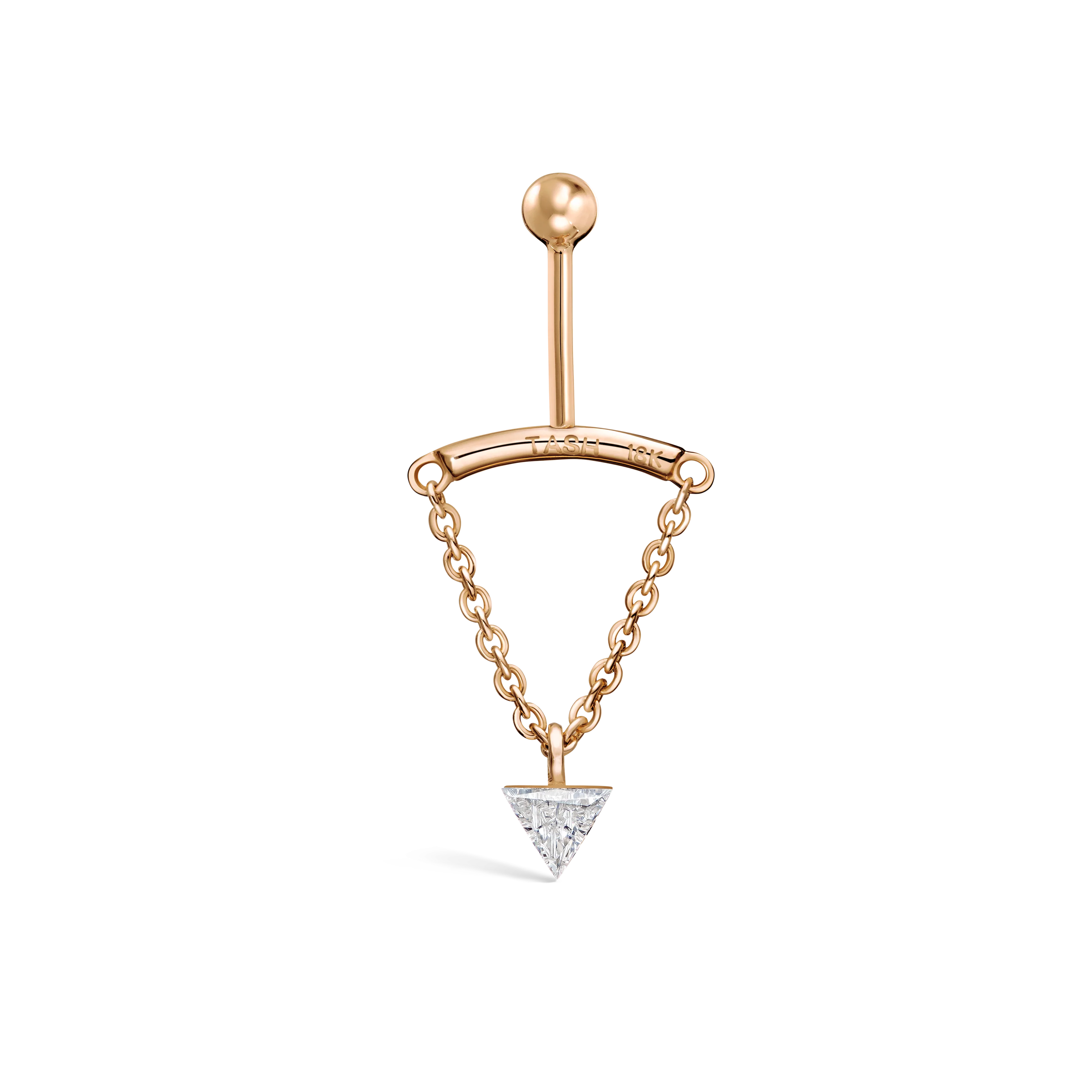 Invisible Set Triangle Diamond Drape Threaded Stud Earring - Image 10
