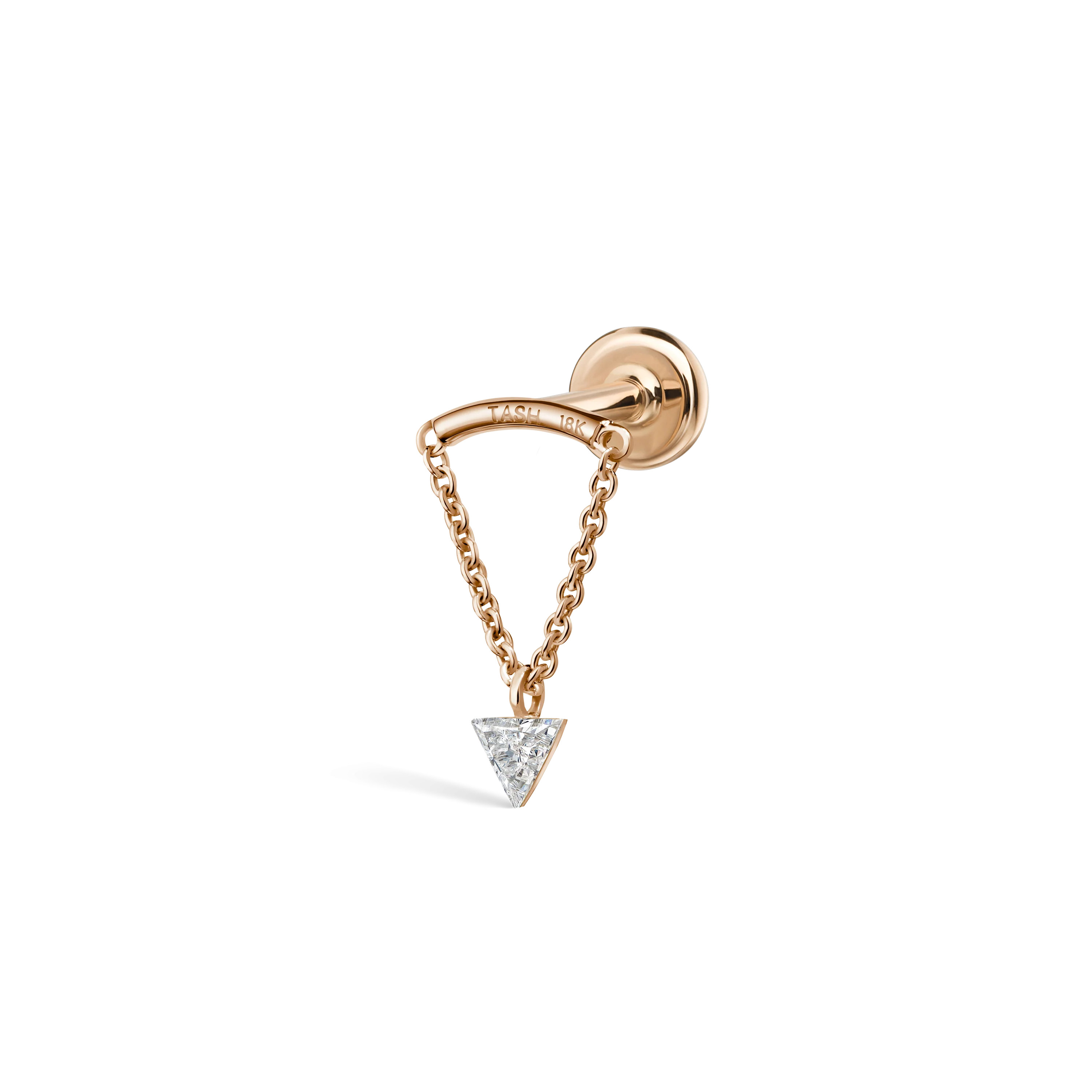 Invisible Set Triangle Diamond Drape Threaded Stud Earring - Image 11