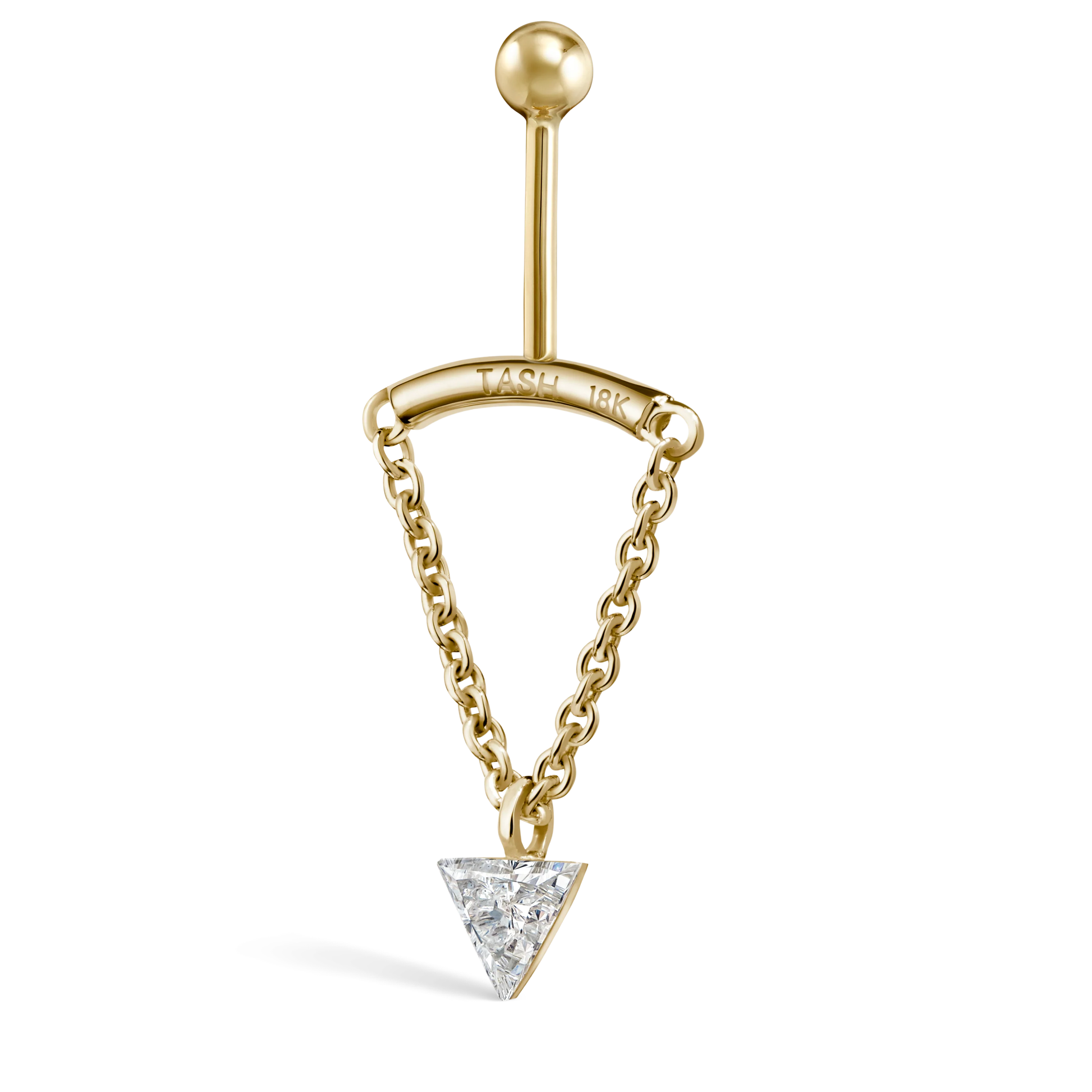 Invisible Set Triangle Diamond Drape Threaded Stud Earring - Image 2