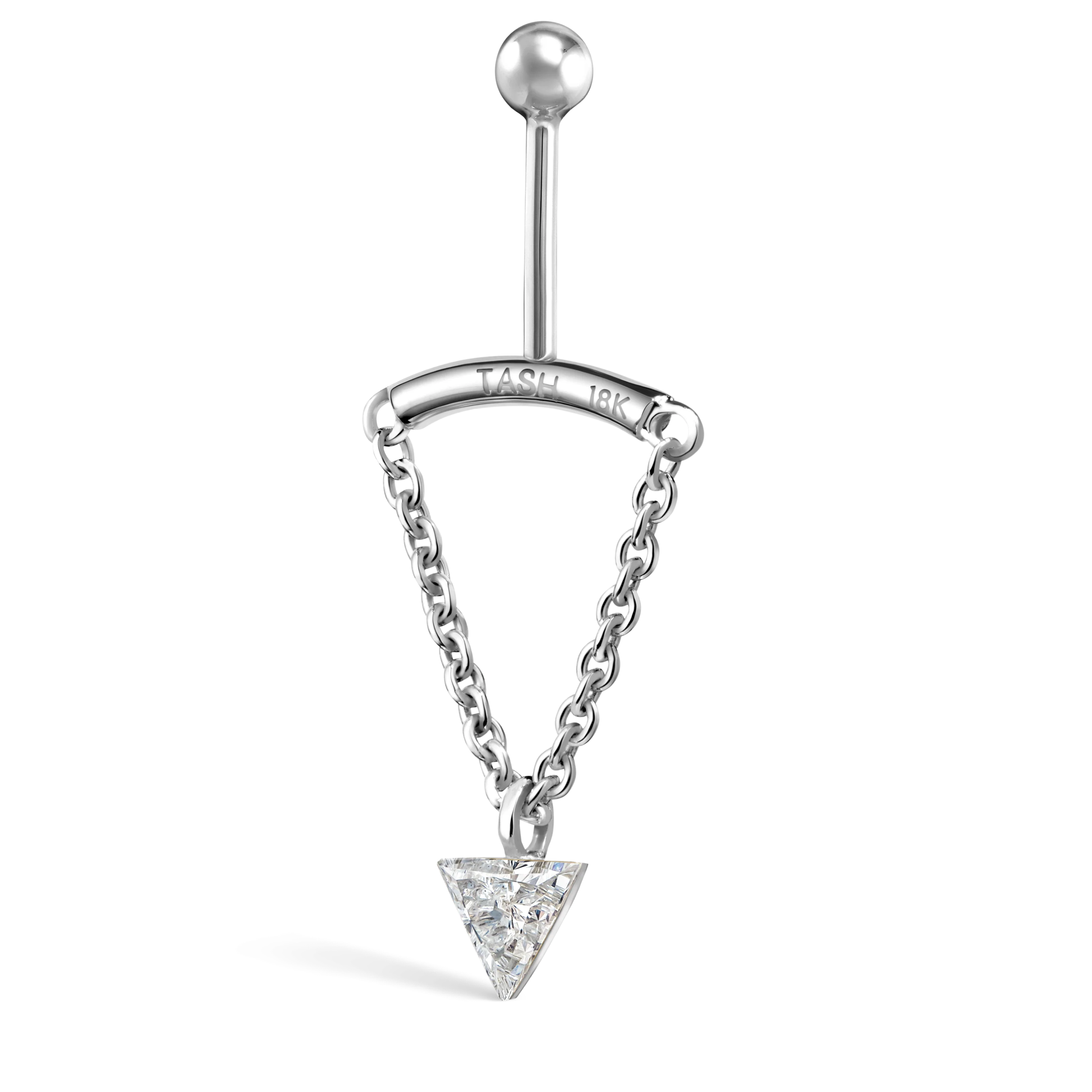 Invisible Set Triangle Diamond Drape Threaded Stud Earring - Image 3