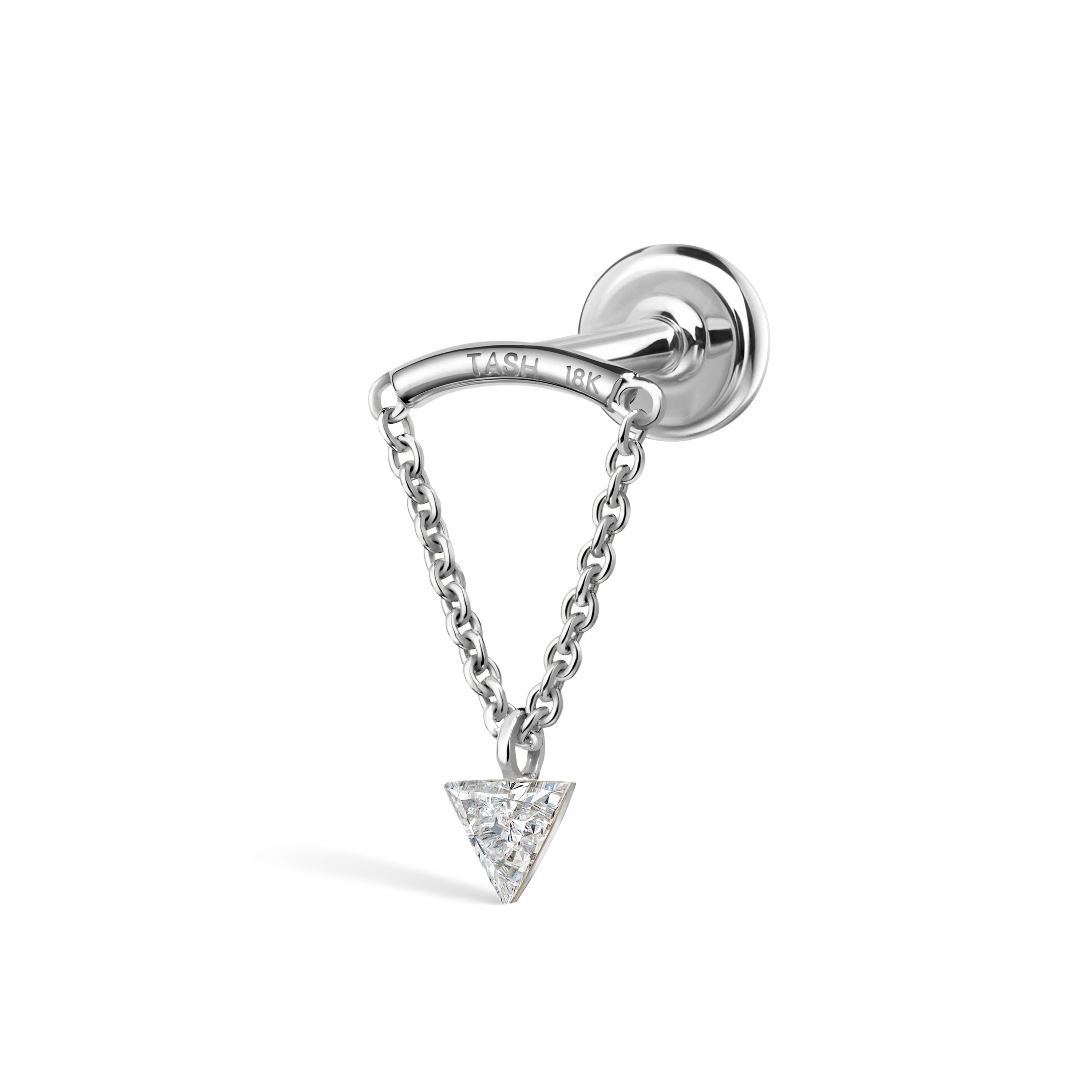 Invisible Set Triangle Diamond Drape Threaded Stud Earring - Image 4