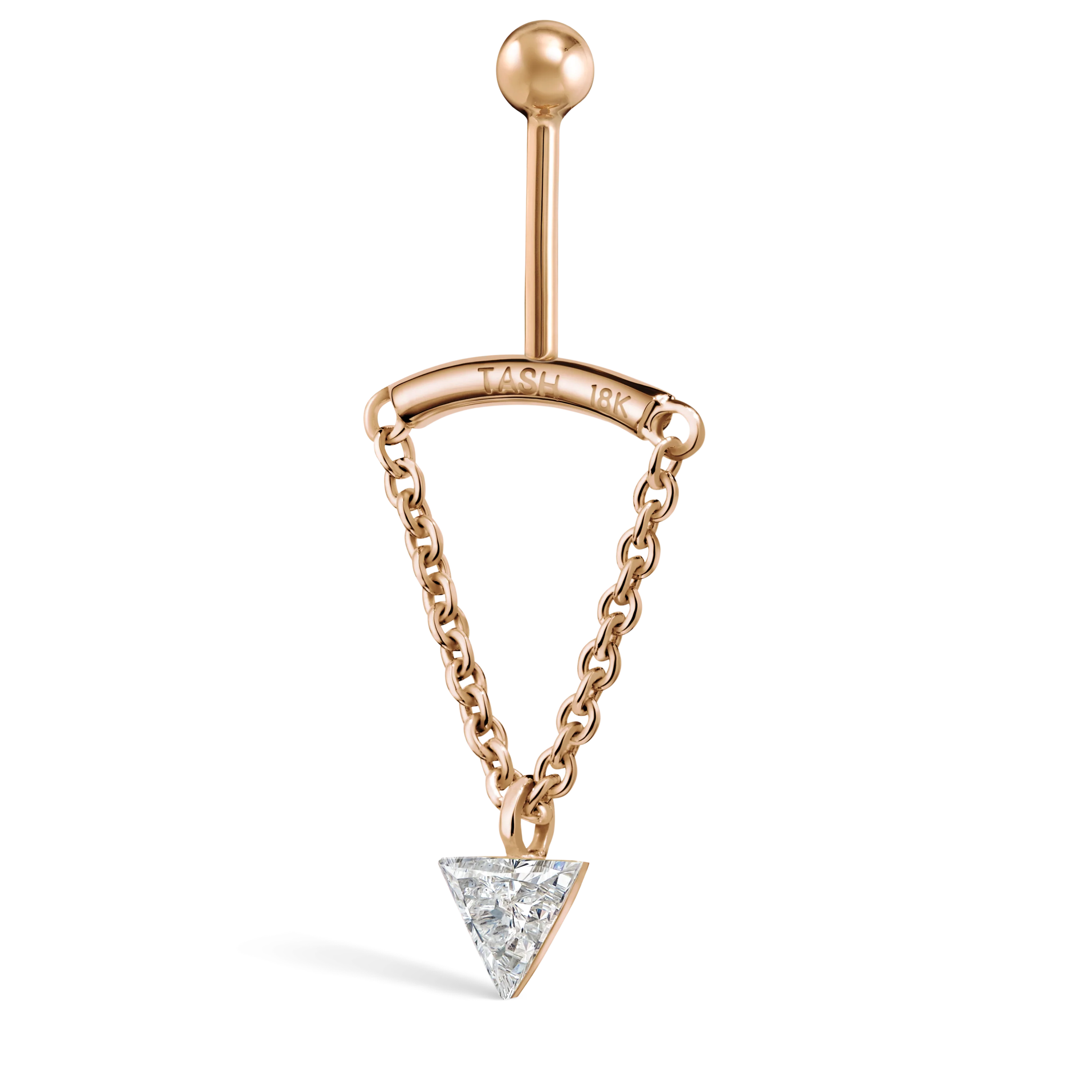 Invisible Set Triangle Diamond Drape Threaded Stud Earring - Image 5