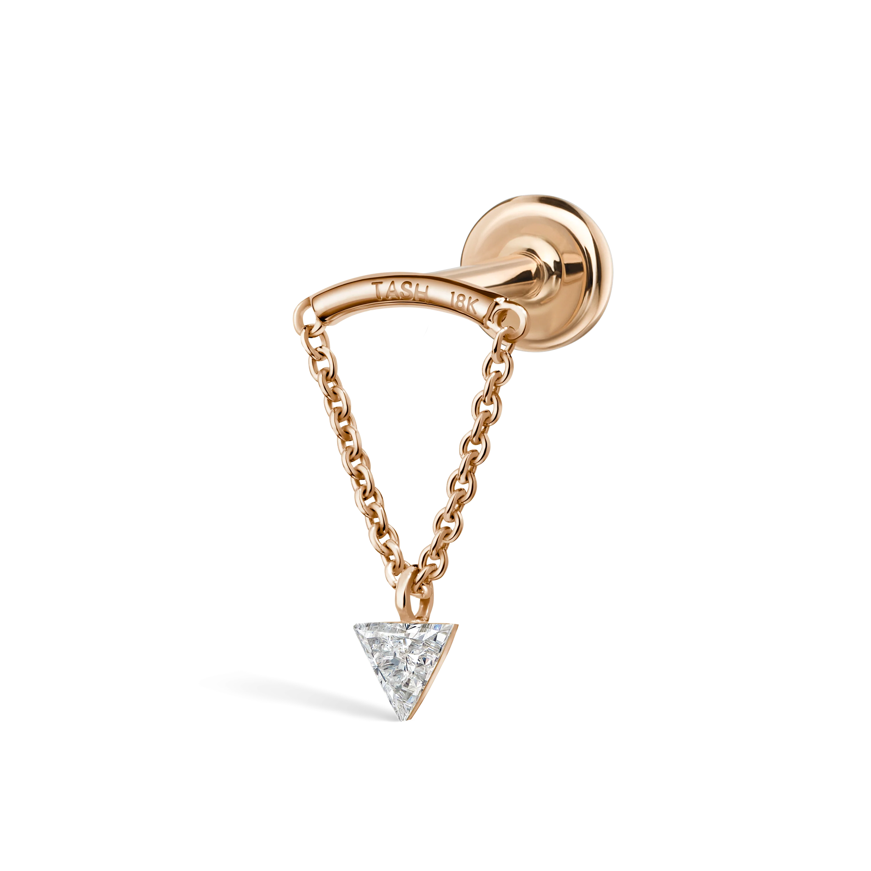 Invisible Set Triangle Diamond Drape Threaded Stud Earring - Image 6
