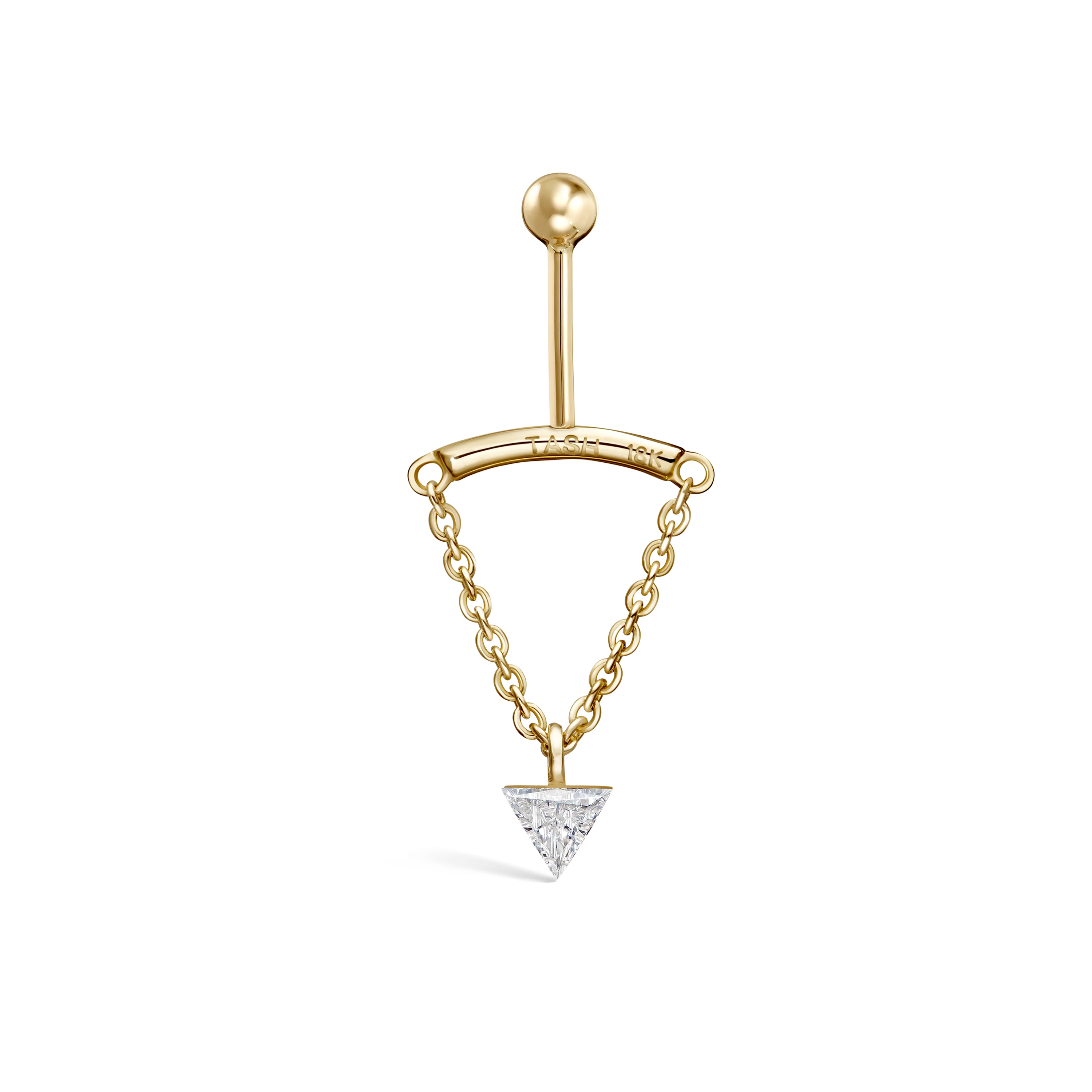 Invisible Set Triangle Diamond Drape Threaded Stud Earring - Image 7