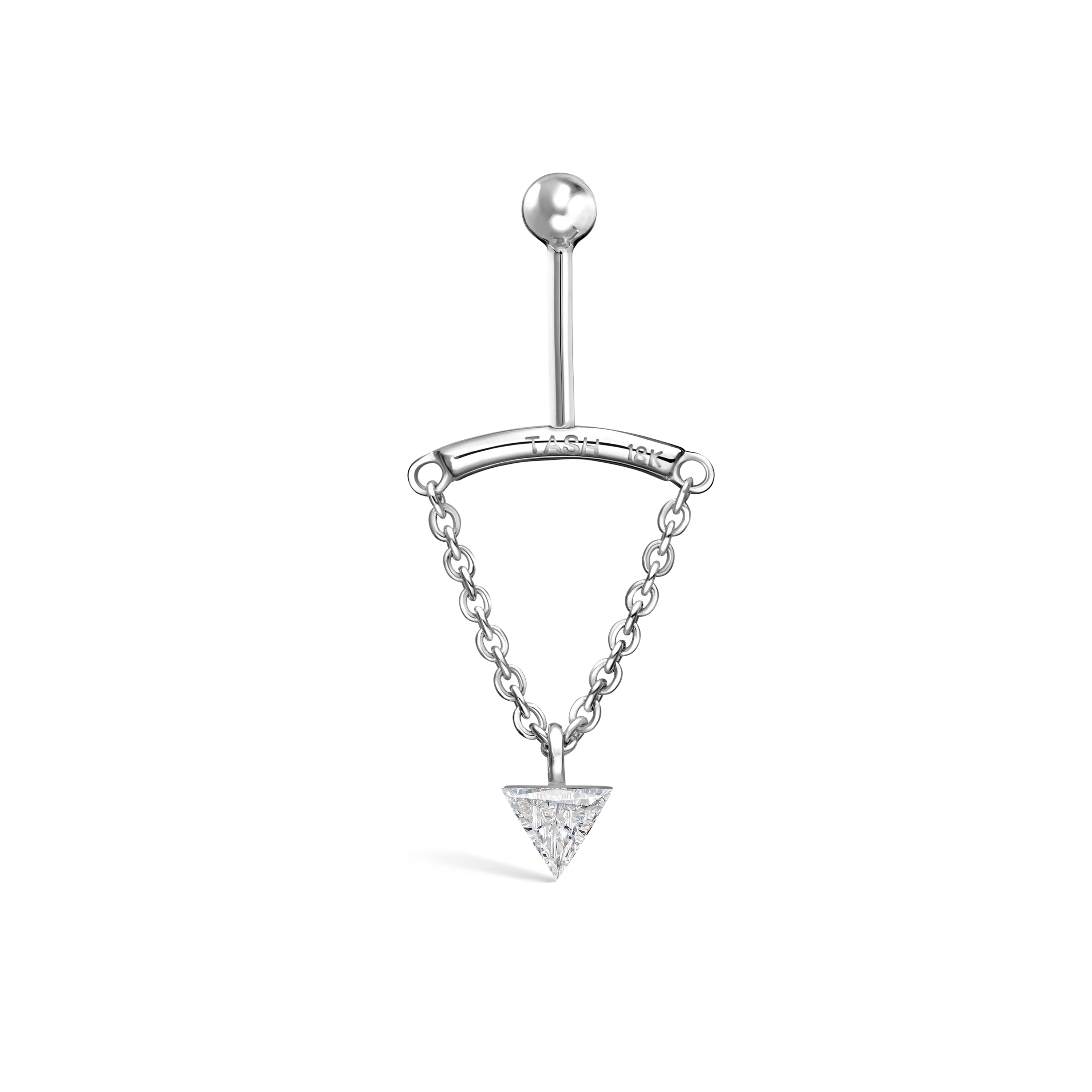Invisible Set Triangle Diamond Drape Threaded Stud Earring - Image 8