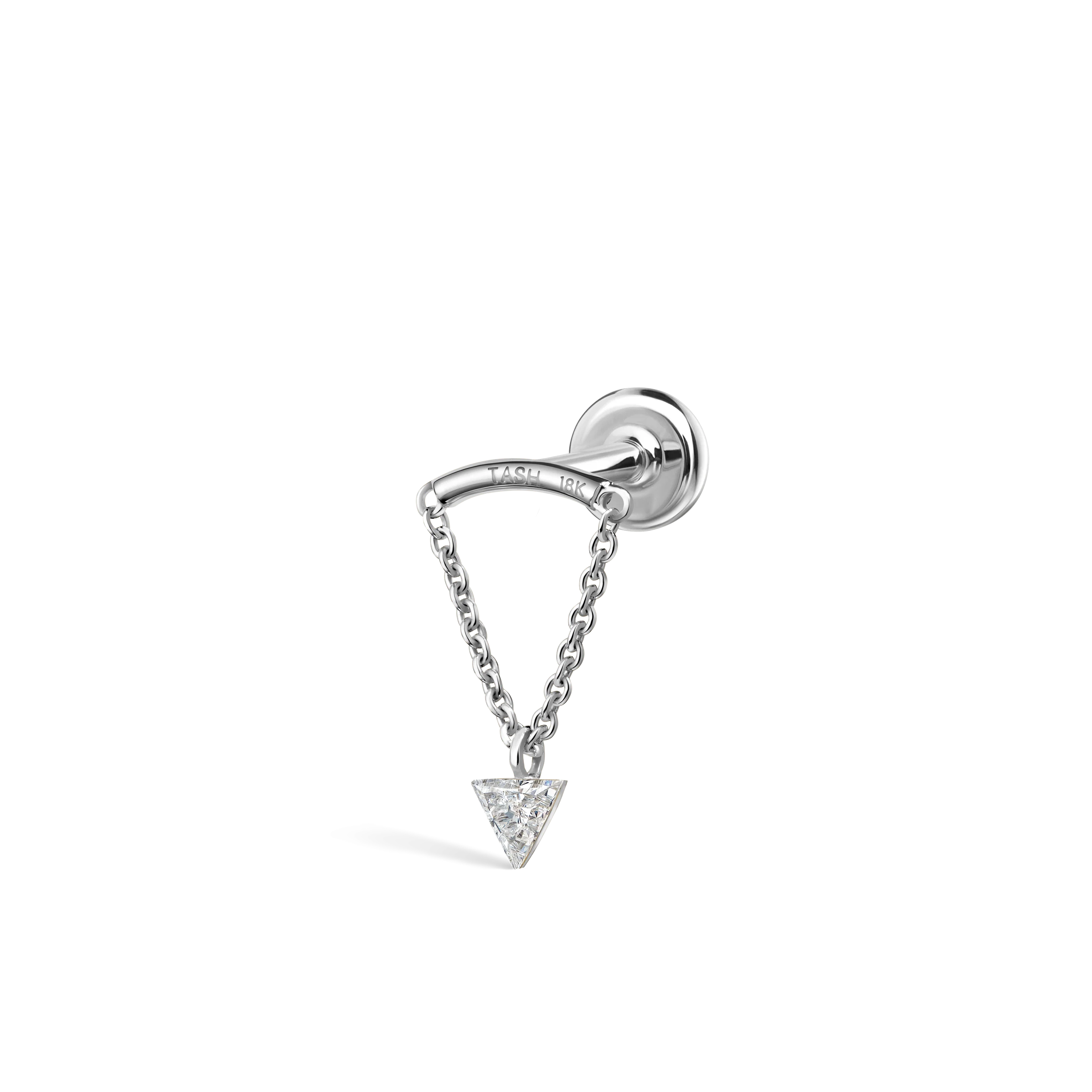 Invisible Set Triangle Diamond Drape Threaded Stud Earring - Image 9