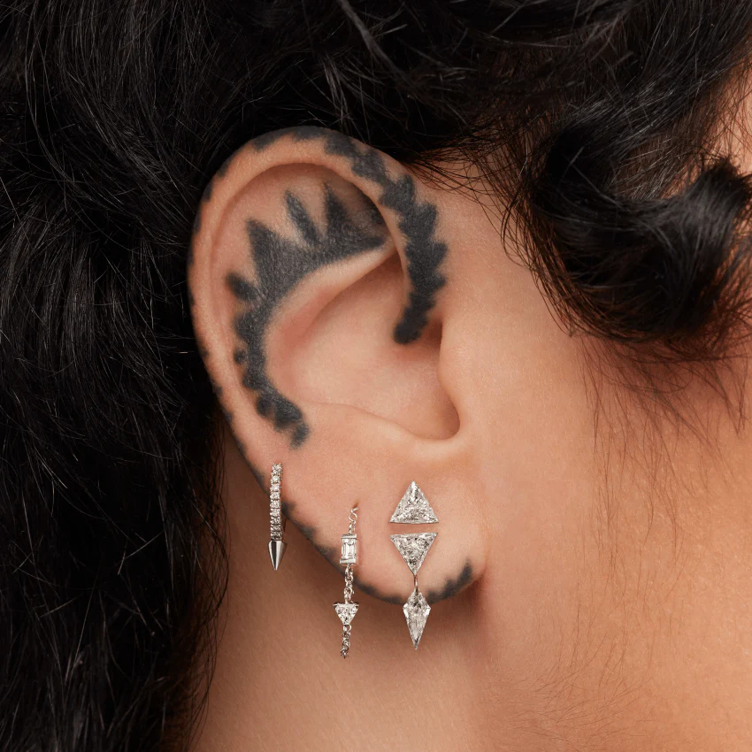 Invisible Set Triangle Diamond Stud Earring - Image 17