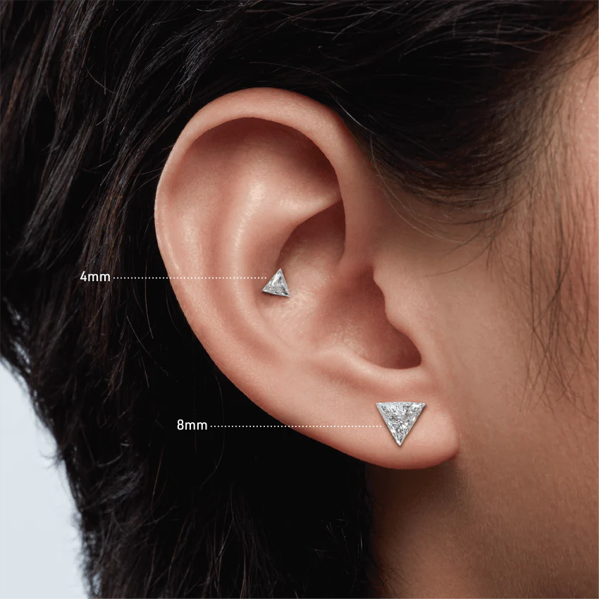 Invisible Set Triangle Diamond Stud Earring - Image 3