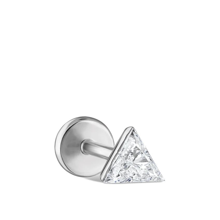 Invisible Set Triangle Diamond Threaded Stud Earring