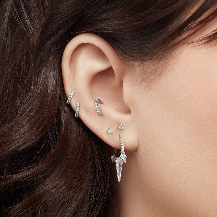 Invisible Set Triangle Diamond Threaded Stud Earring - Image 12