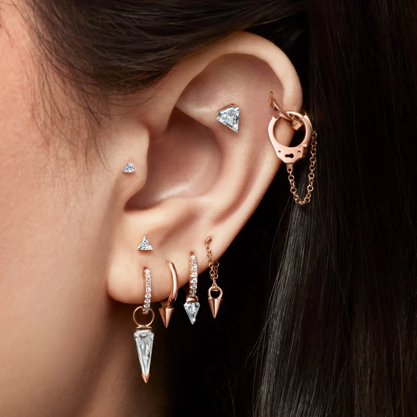 Invisible Set Triangle Diamond Threaded Stud Earring - Image 58