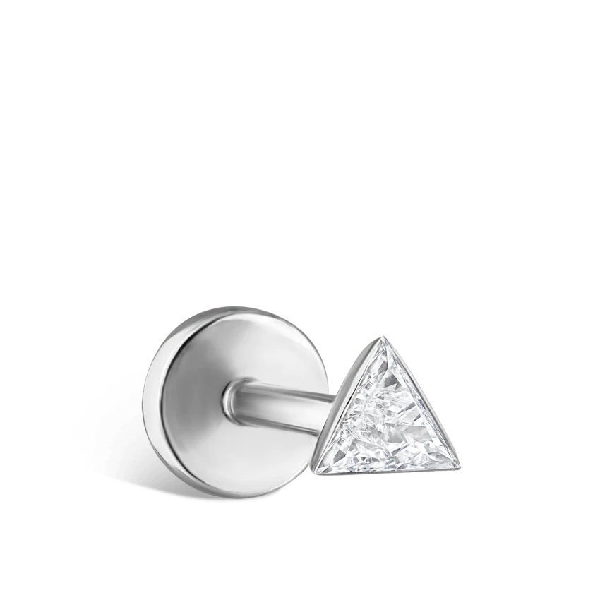 Invisible Set Triangle Diamond Threaded Stud Earring - Image 7