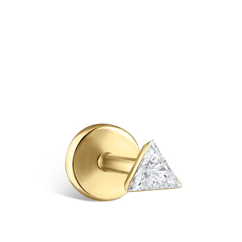 Invisible Set Triangle Diamond Threaded Stud Earring With Titanium Backing - Image 30