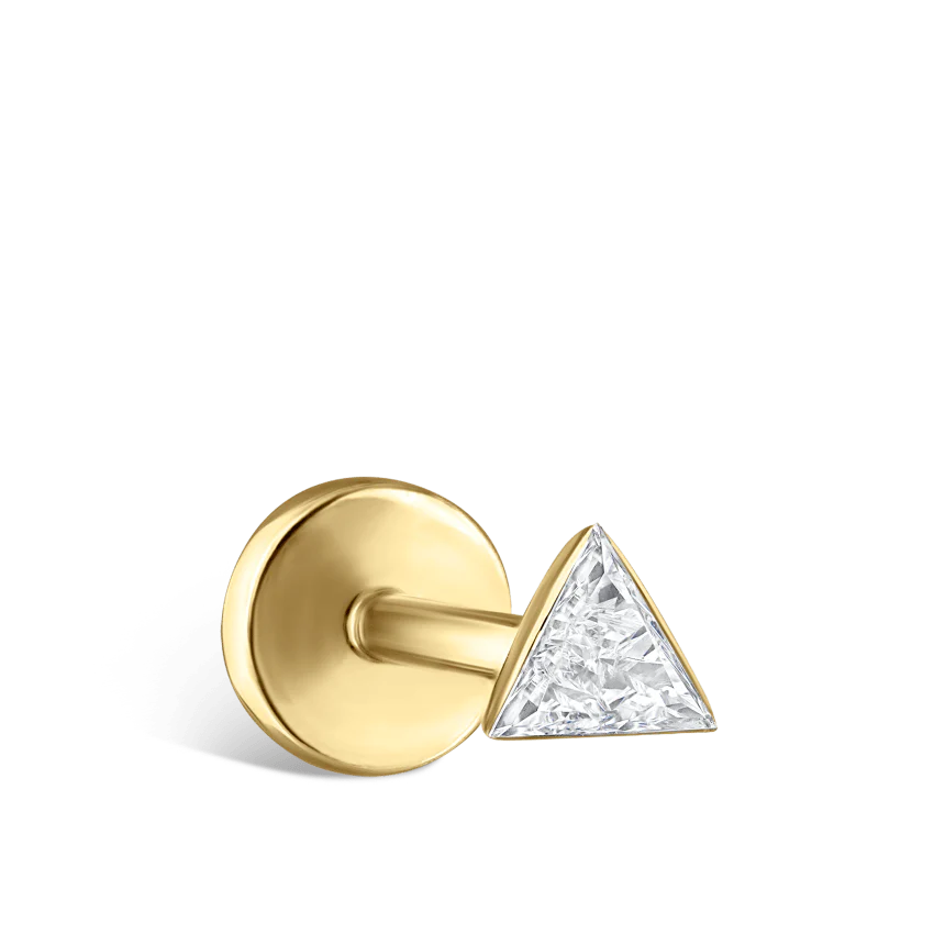Invisible Set Triangle Diamond Threaded Stud Earring With Titanium Backing - Image 35