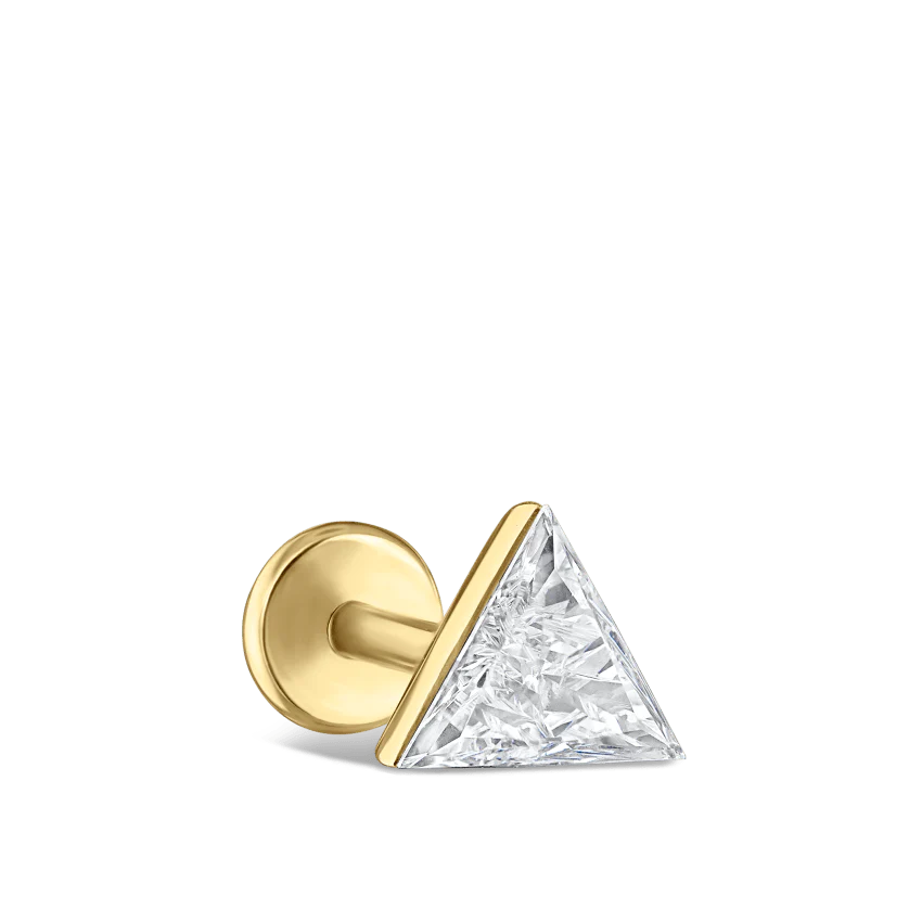 Invisible Set Triangle Diamond Threaded Stud Earring With Titanium Backing - Image 50