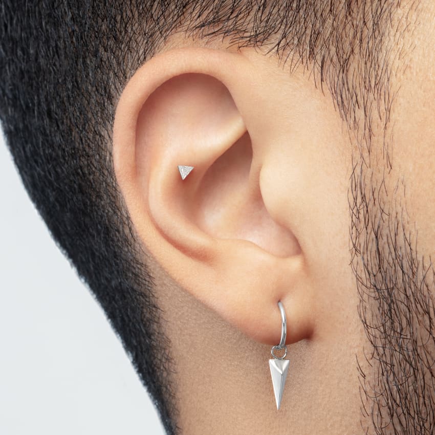 Invisible Set Triangle Diamond Threaded Stud Earring With Titanium Backing - Image 64