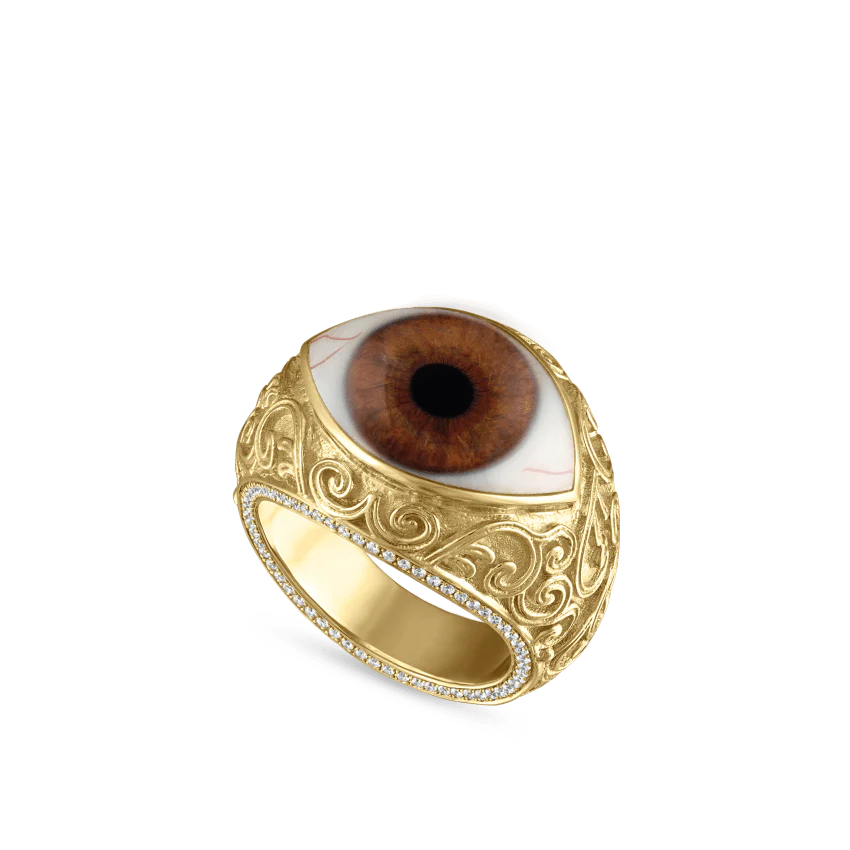 Lace and Pavé Diamond Eye Finger Ring - Image 76