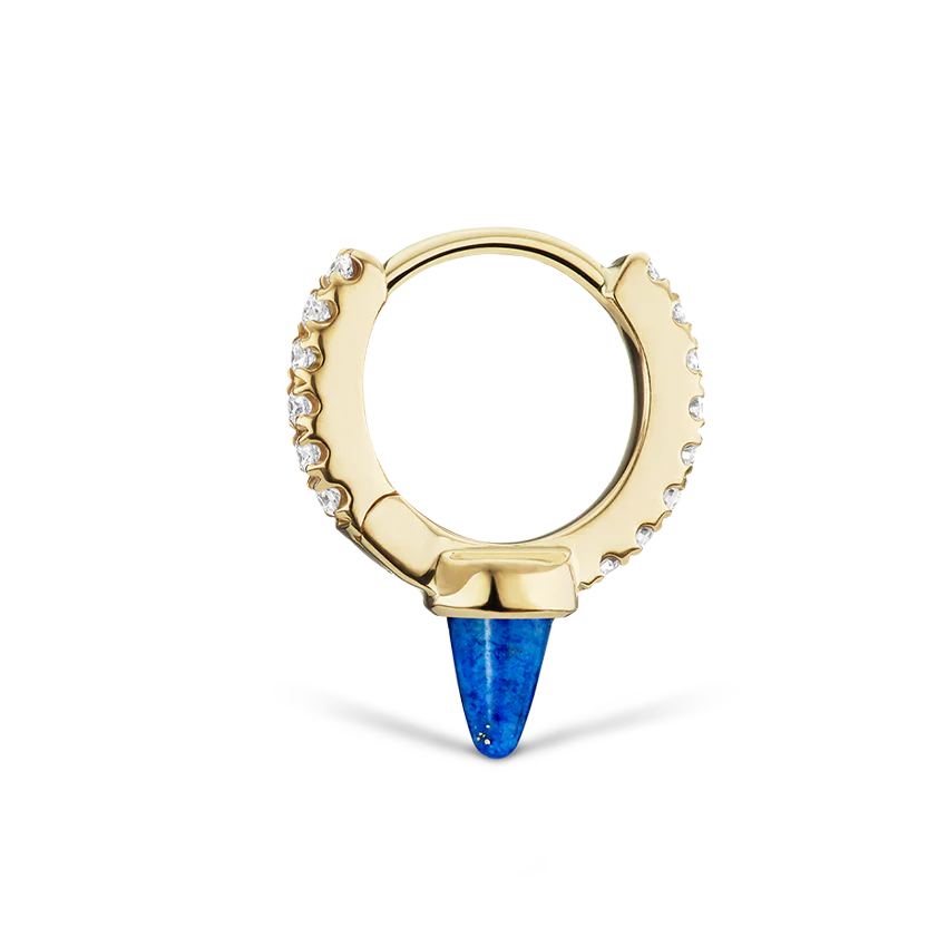 Lapis Single Short Spike Diamond Eternity Hoop Earring - Image 10