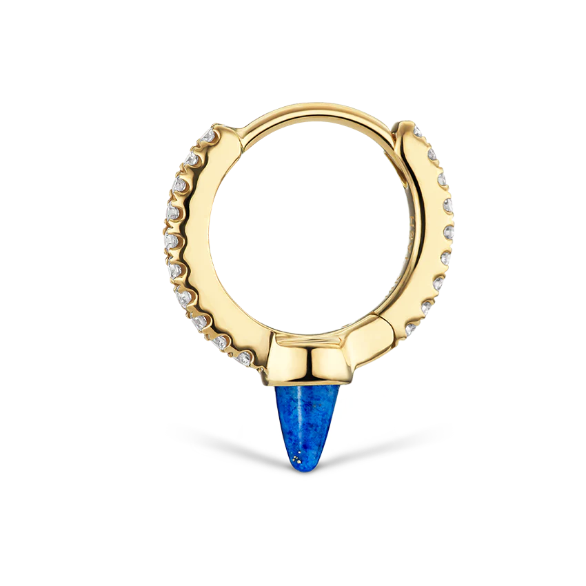 Lapis Single Short Spike Diamond Eternity Hoop Earring - Image 13