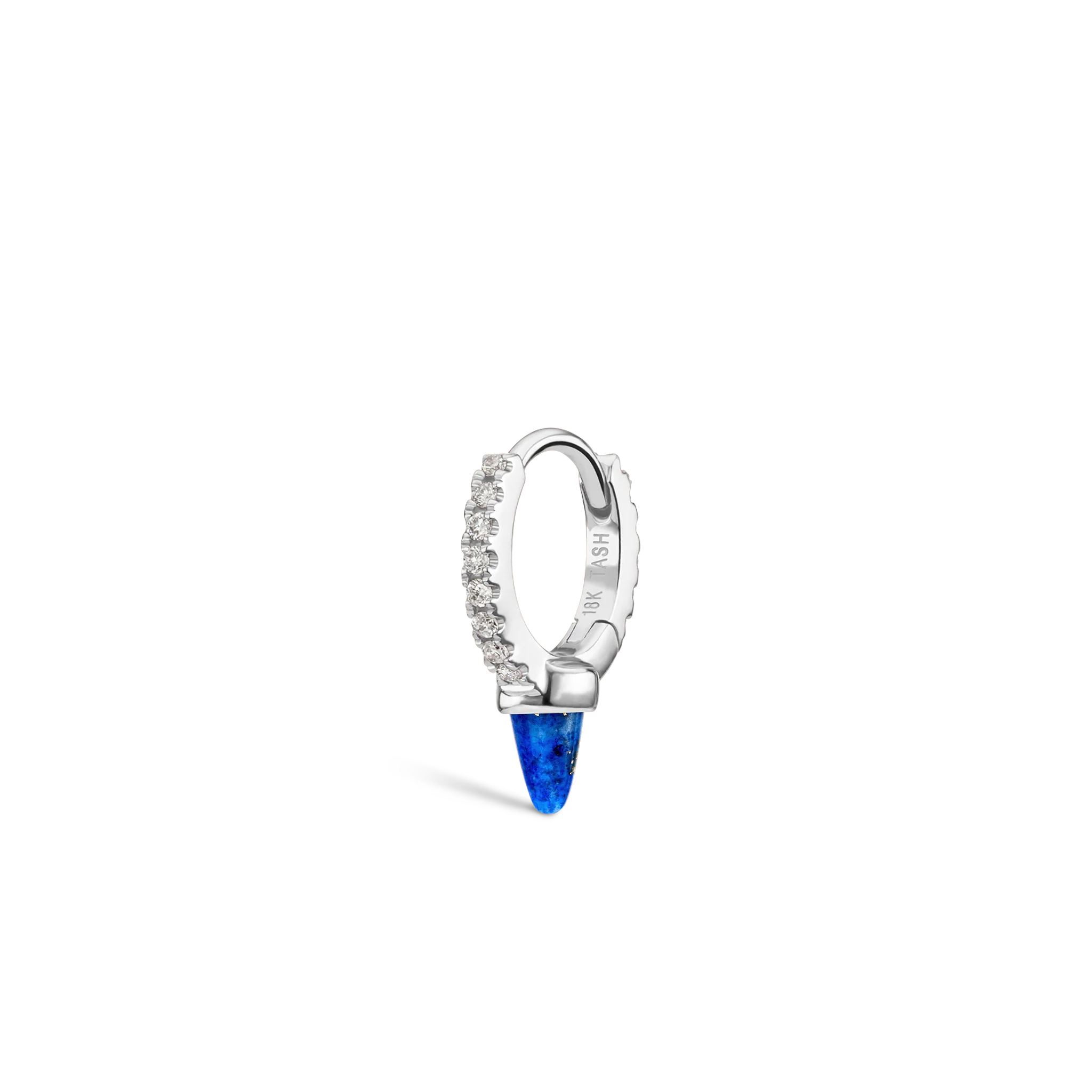 Lapis Single Short Spike Diamond Eternity Hoop Earring - Image 15