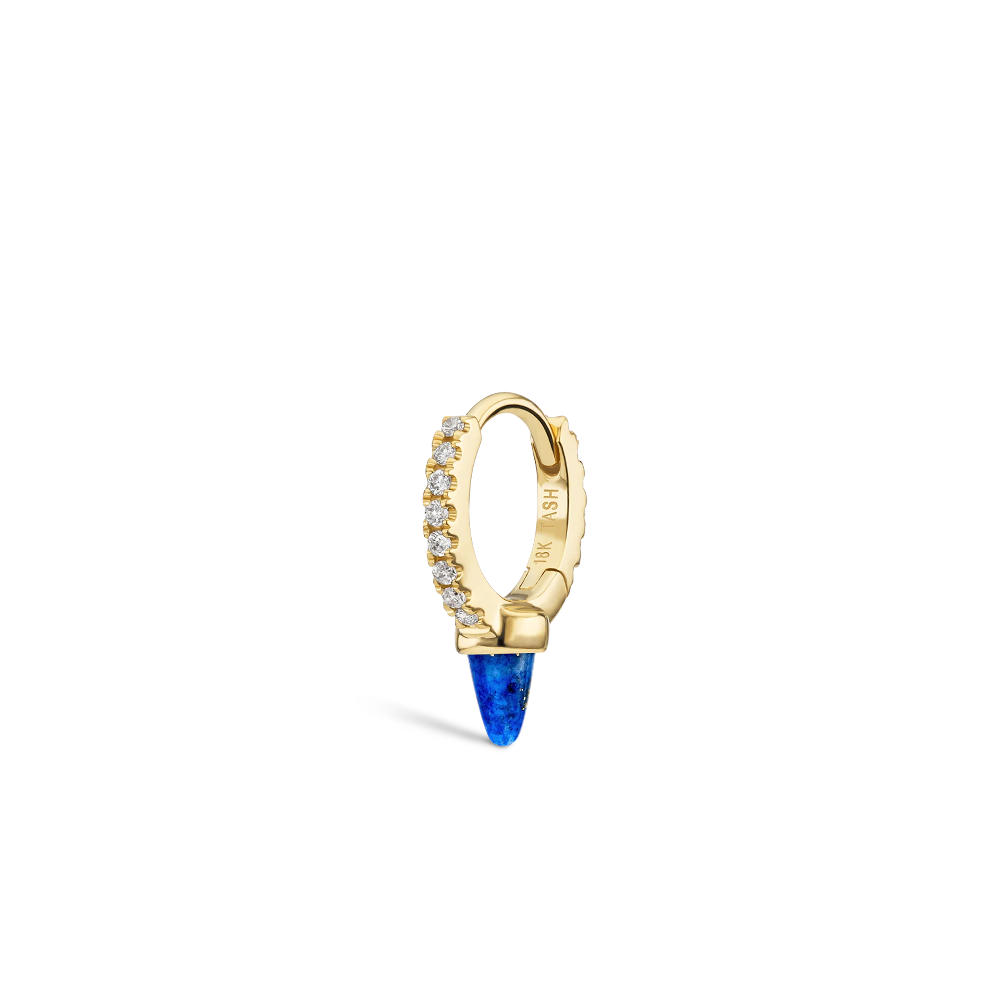 Lapis Single Short Spike Diamond Eternity Hoop Earring - Image 16