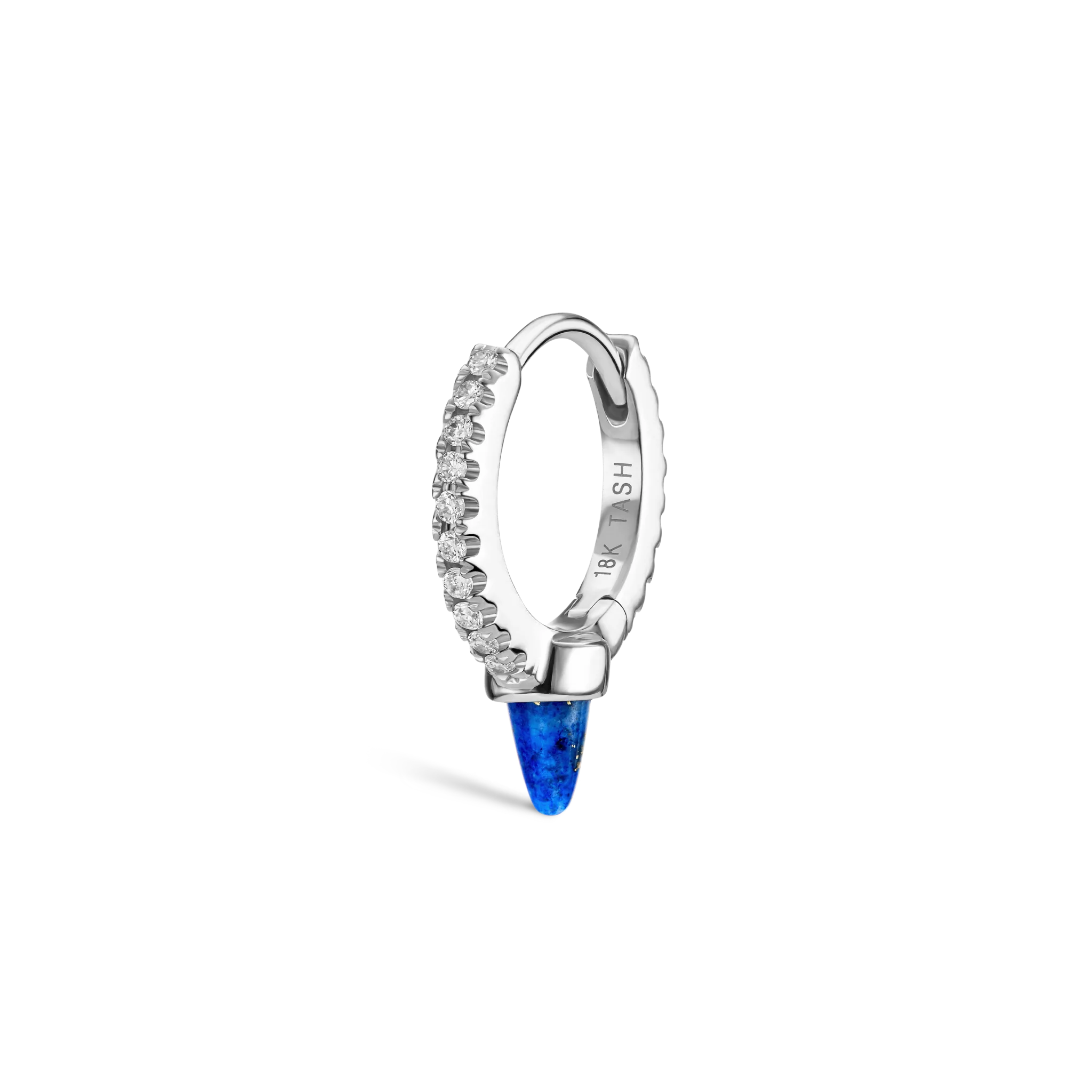 Lapis Single Short Spike Diamond Eternity Hoop Earring - Image 17