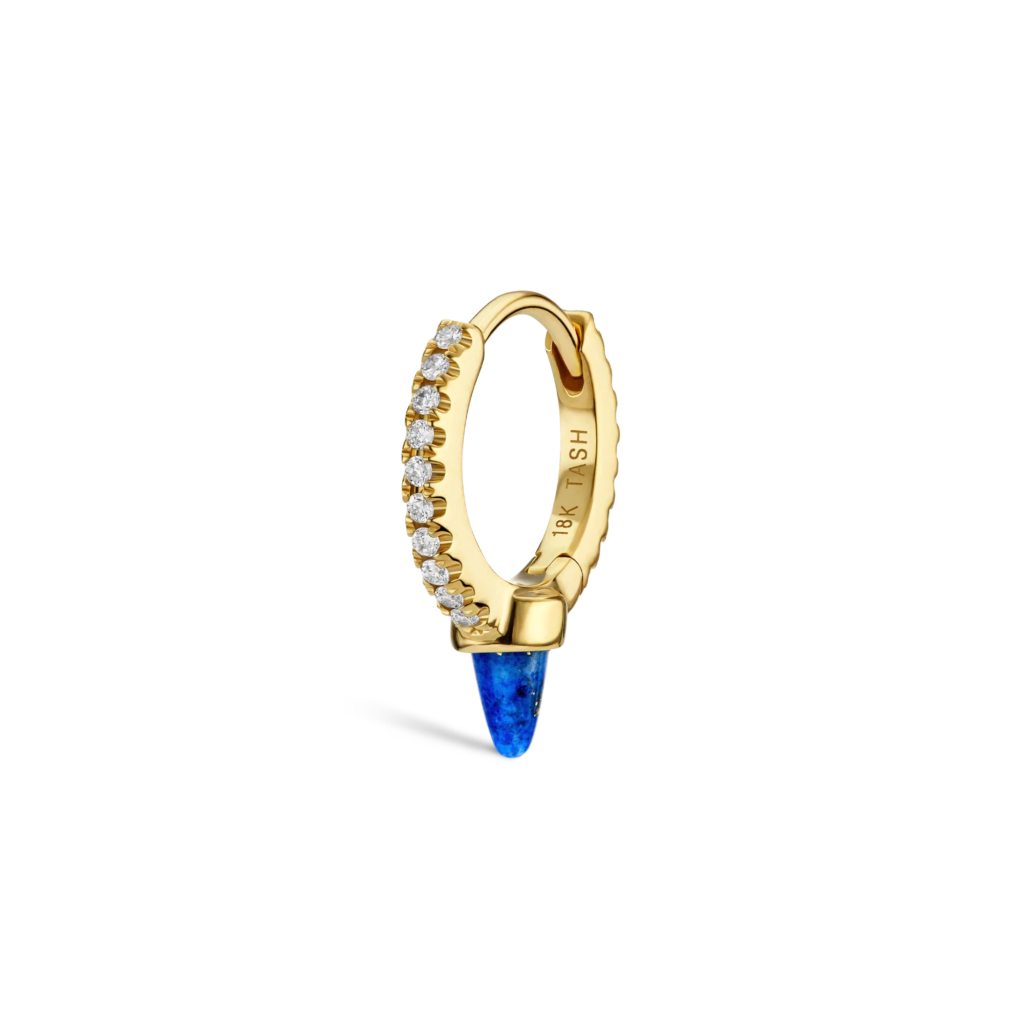 Lapis Single Short Spike Diamond Eternity Hoop Earring - Image 18