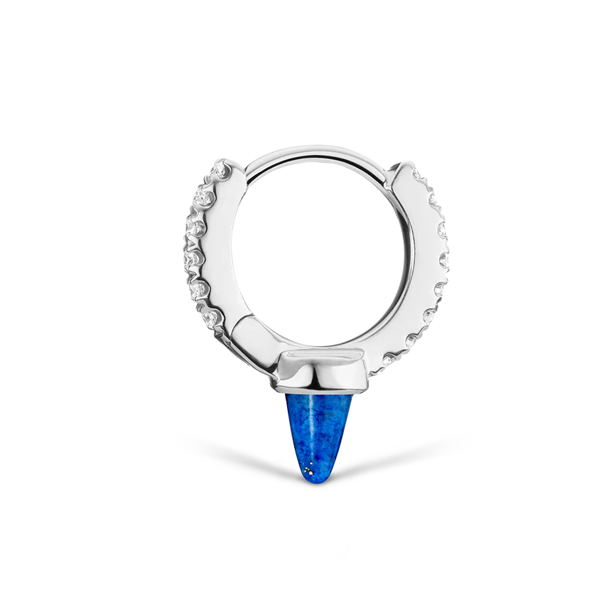 Lapis Single Short Spike Diamond Eternity Hoop Earring - Image 4