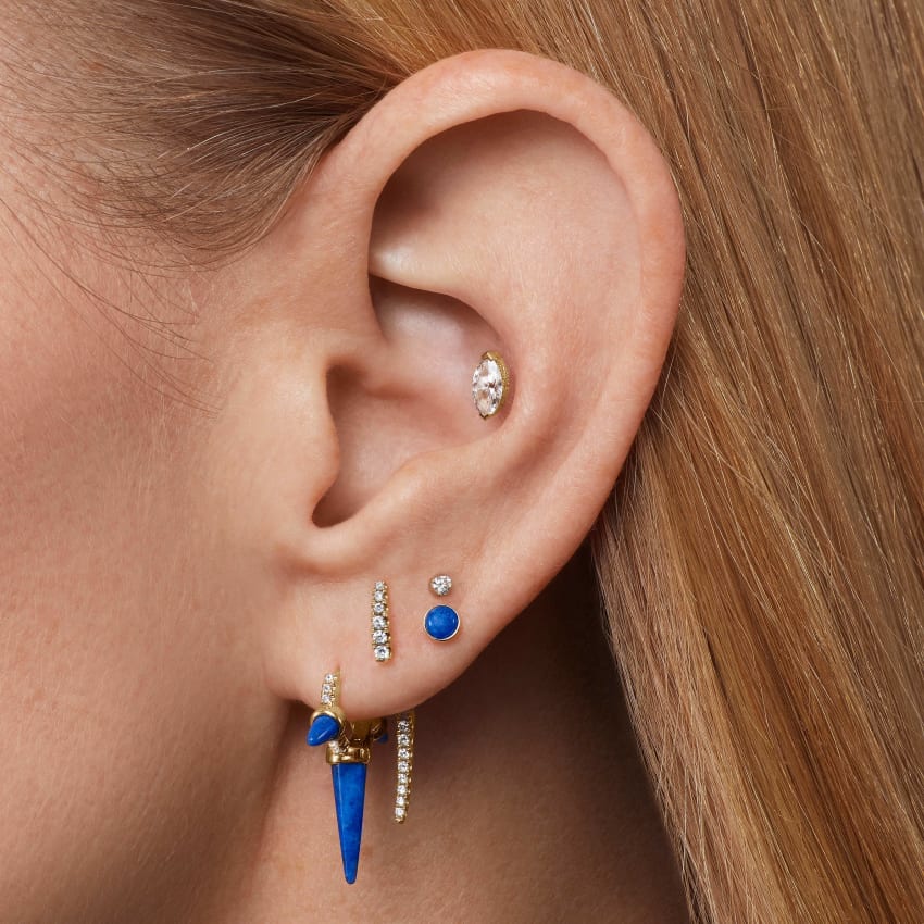 Lapis Threaded Stud Earring - Image 2