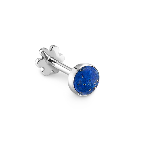 Lapis Threaded Stud Earring With Titanium Backing - Image 3