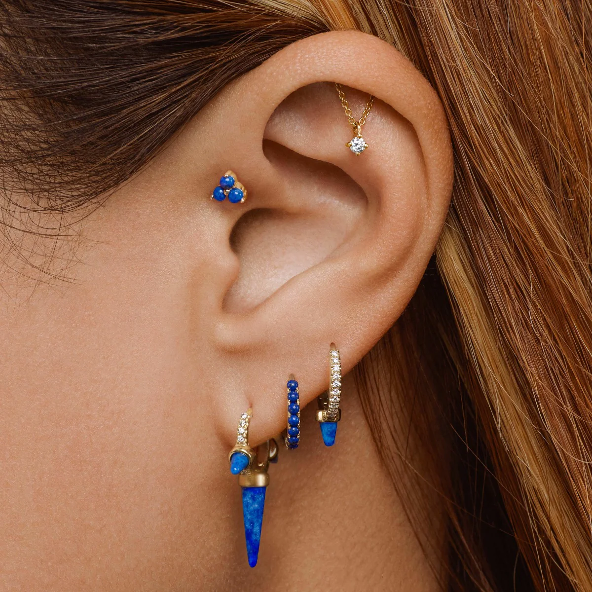 Lapis Trinity Stud Earring - Image 8