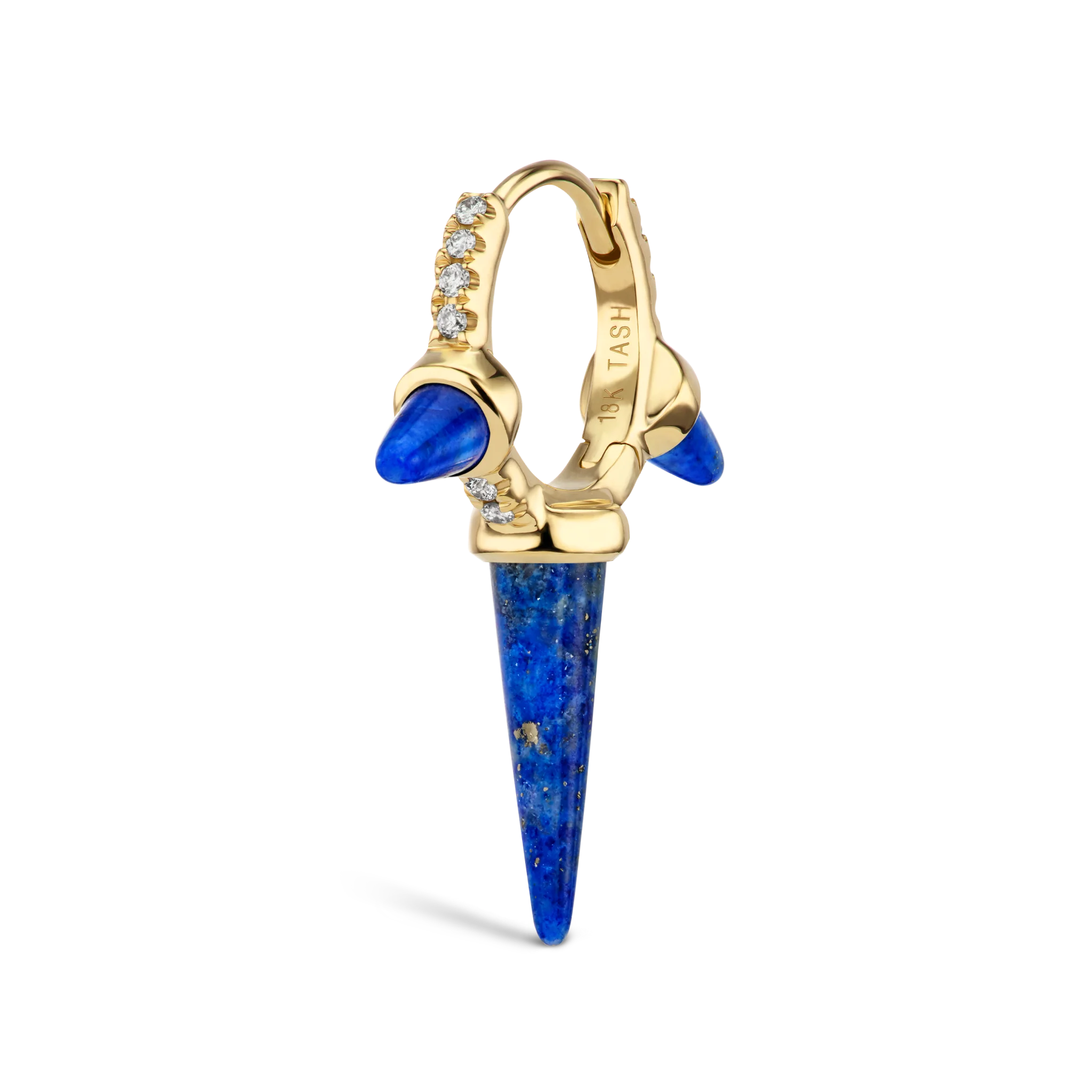 Lapis Triple Long Spike Diamond Eternity Hoop Earring - Image 18