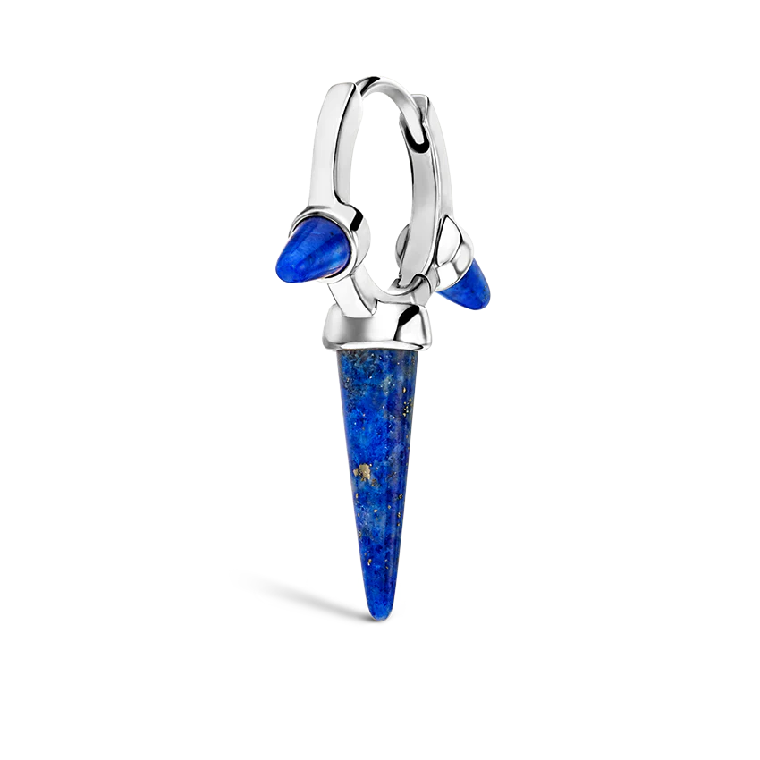 Lapis Triple Long Spike Hoop Earring