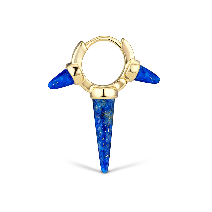 Lapis Triple Long Spike Hoop Earring - Image 10